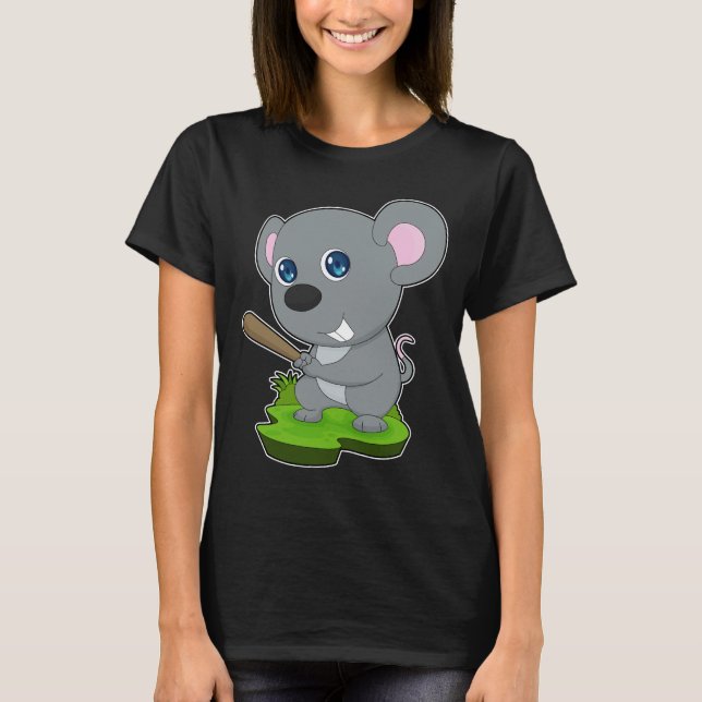 Mouse Baseball Baseball fladdermus Sports T Shirt (Framsida)