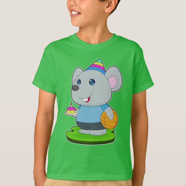 Mouse Birthday Basketball T Shirt (Framsida)