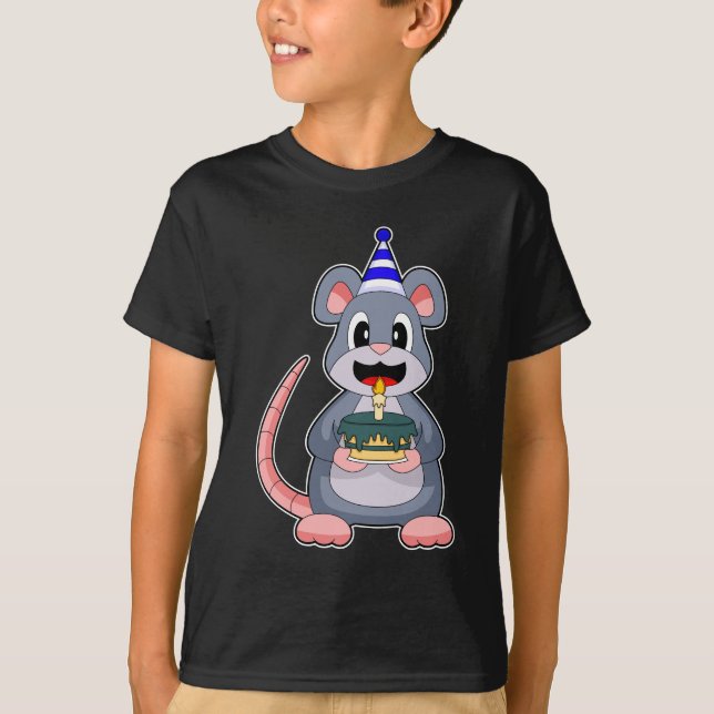 Mouse Birthday Candle Cake T Shirt (Framsida)