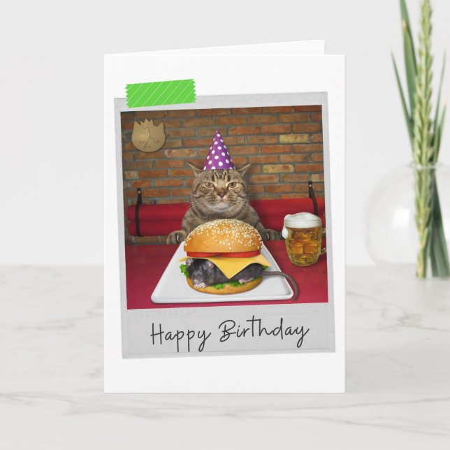 Mouse Burger Cat Funny Birthday-kort Kort (Framsida)
