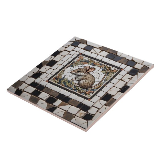 Mouse Ceramic Tile, Roman Mosaic Stil Kakelplatta (Sidan)