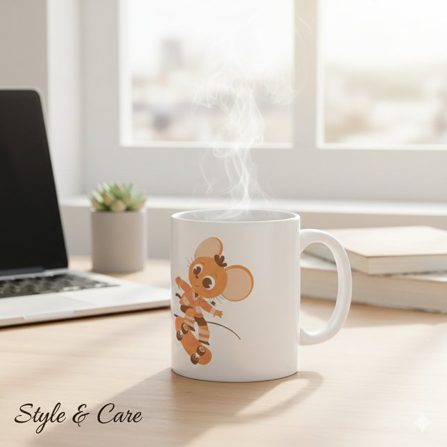 Mouse Coffee Mugg - fet och lekfull (Skateboarding Mouse Coffee Mug - Bold & Playful)
