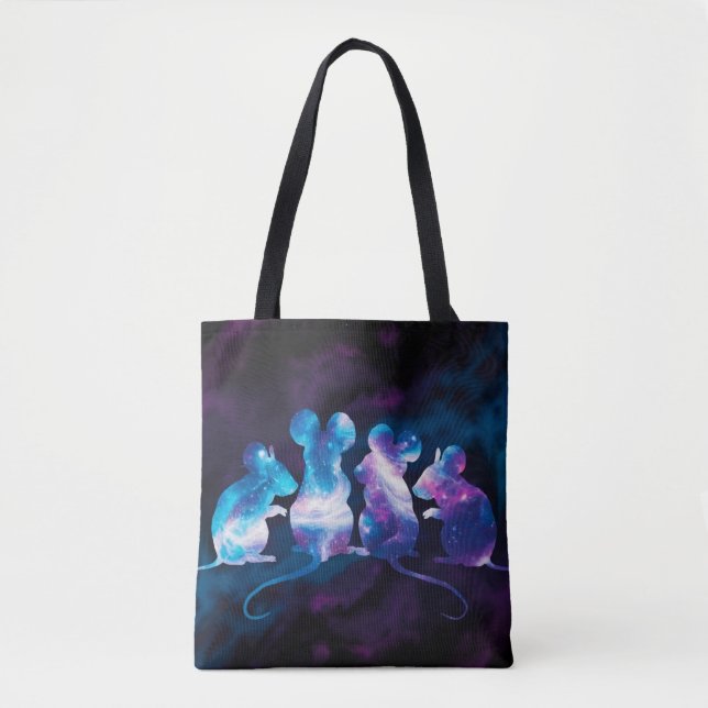 Mouse Cosmos Shopping Errand Tote Bag Tygkasse (Framsida)