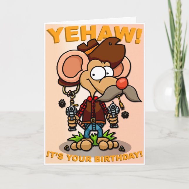 Mouse Cowboy Birthday Card Kort (Framsida)