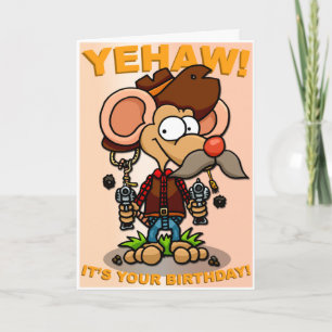 Mouse Cowboy Birthday Card Kort