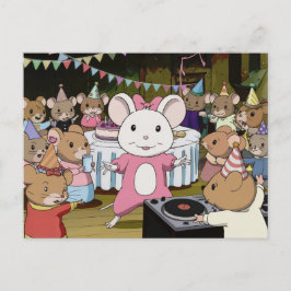 Mouse Dance Party Anime Stil vykort