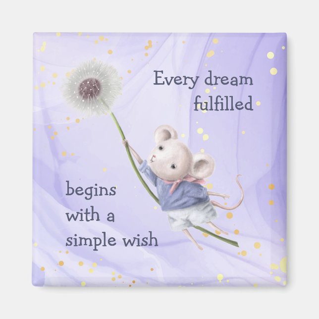 Mouse Dandelion each Dream Simple Wish Magnet (Framsidan)