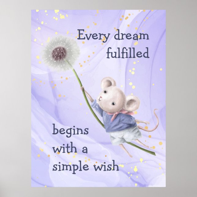 Mouse Dandelion each Dream Simple Wish Poster (Framsidan)