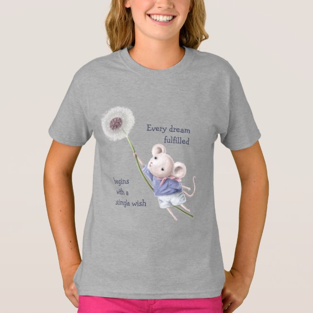 Mouse Dandelion each Dream Simple Wish T-Shirt (Framsida)