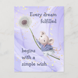 Mouse Dandelion each Dream Simple Wish Vykort