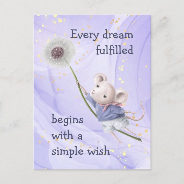 Mouse Dandelion each Dream Simple Wish Vykort (Framsida)
