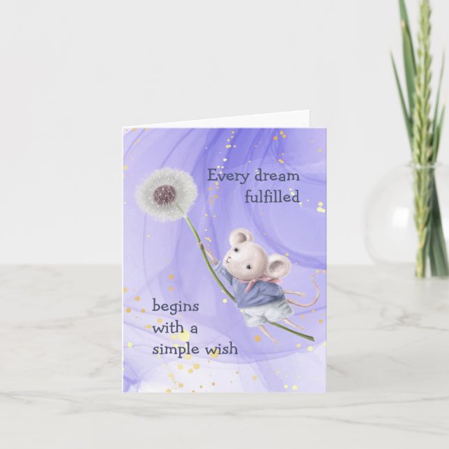 Mouse Dandelion Varje Dream Simple Inspirational Anteckningskort (Framsida)