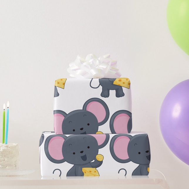 Mouse Eating Cheese Presentpapper (Skapare uppladdad)