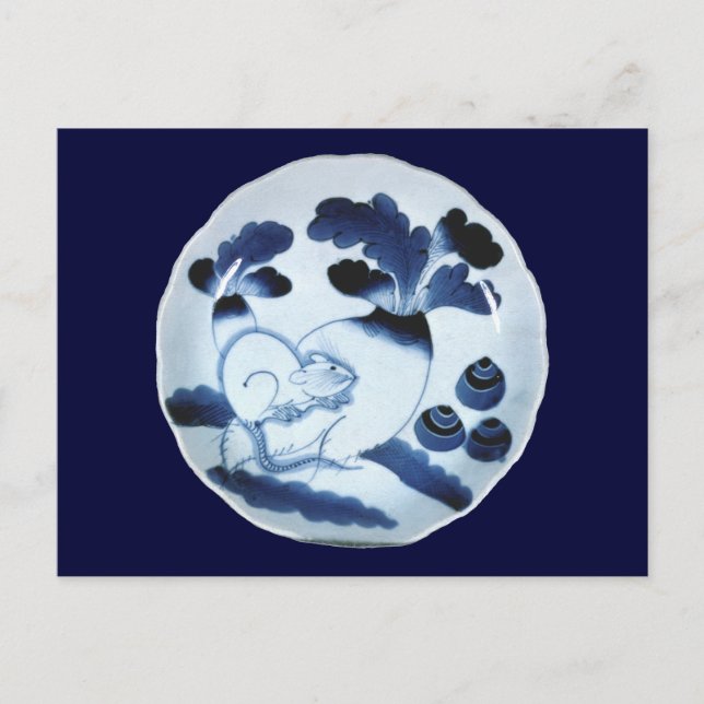 Mouse Eating Turnip, japansk fin konst Vykort (Framsida)