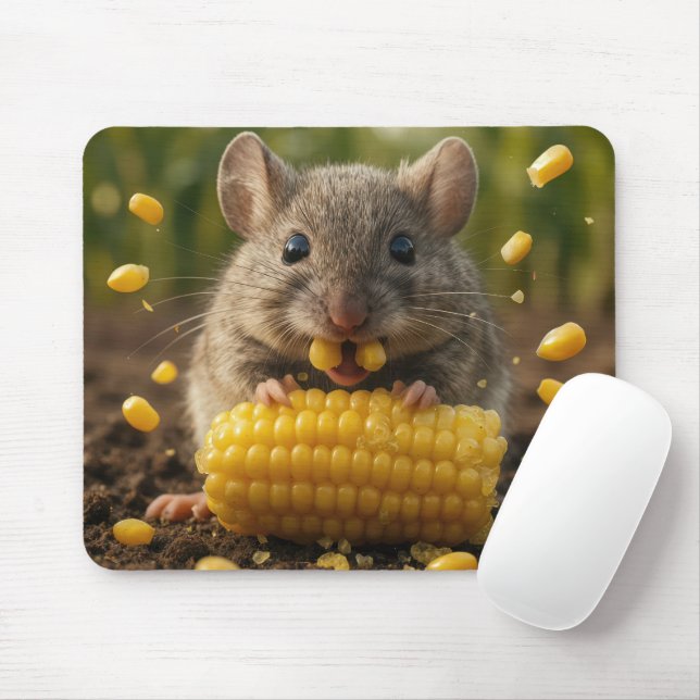 Mouse Enjoying an Ear of Corn Musmatta (Med mus)
