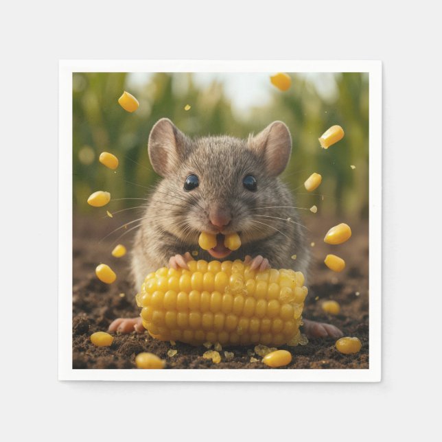 Mouse Enjoying an Ear of Corn Pappersservett (Framsidan)