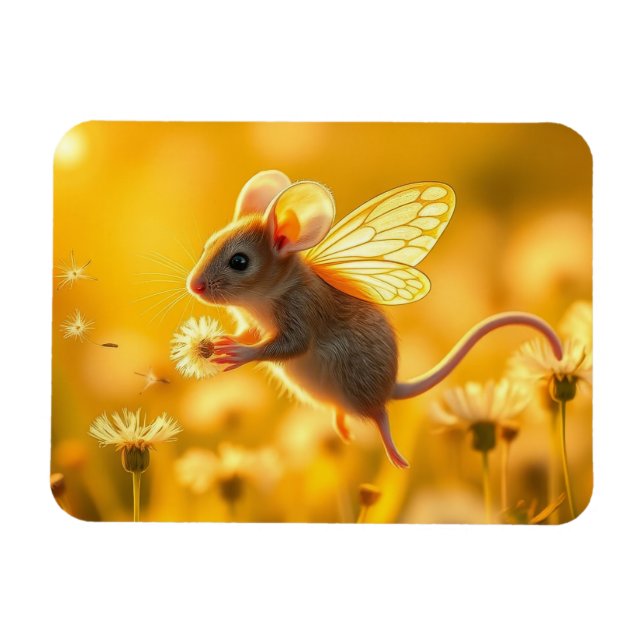 Mouse Fairy i trädgården Magnet (Horisontell)