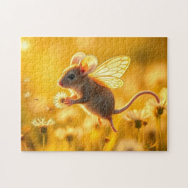 Mouse Fairy i trädgården Pussel (Horisontell)