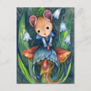 Mouse Fantasy Mushroom Fairytale Art Postcard Vykort