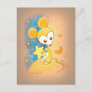 Mouse Holding A Star Vykort