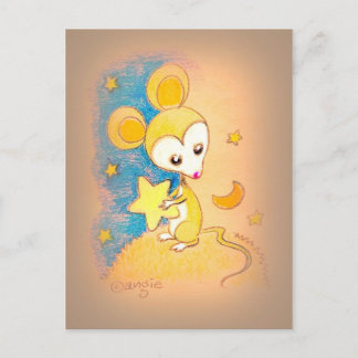 Mouse Holding A Star Vykort
