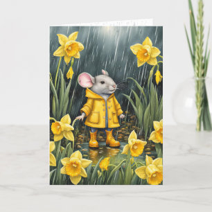 Mouse in a Rainy Daffodil Garden Kort