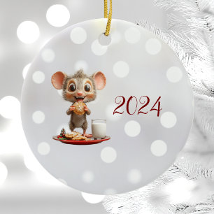 Mouse jul Mouse Ceramic Ornament
