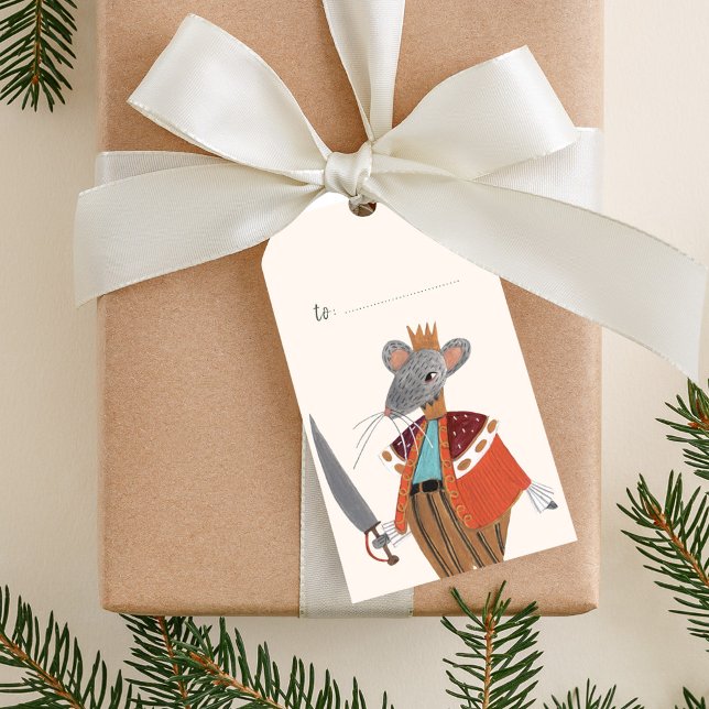 Mouse Kung Nutcracker, julomslag Presentetikett (Mouse King Nutcracker Christmas wrapping Gift Tags)