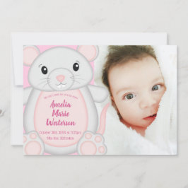 Mouse Mice Baby Shower Rosa Inbjudningar