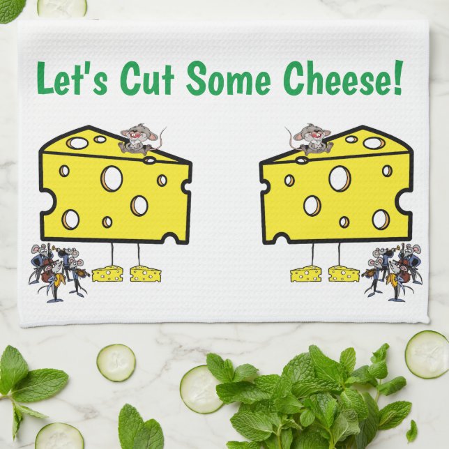 Mouse Mice cut Cheese Music Kitchen Hand Towel Kökshandduk (Vikta)