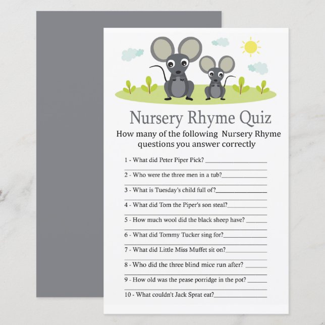 Mouse Nursery Rhyme Quiz babyduschspel (Fram/baksida)
