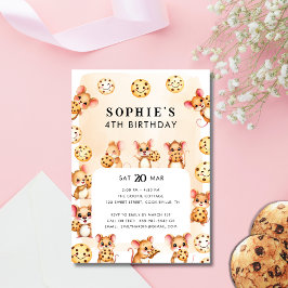 Mouse och Cookie Theme Födelsedagsfest inbjudan