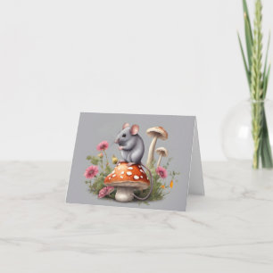 Mouse On Toadstool Anteckningskort