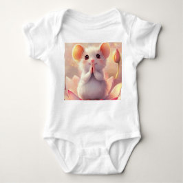 Mouse på Lotus - Baby Bodydräkt T Shirt