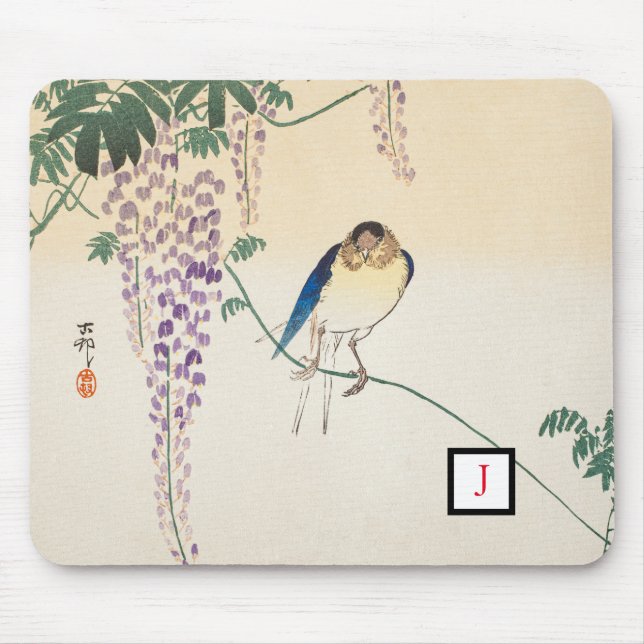 Mouse Pad BIRD ON GREN JAPANESE ANPASSNINGSBAR INI Musmatta (Framsidan)