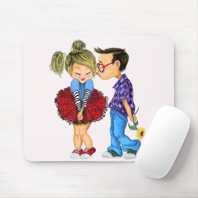 Mouse Pad med romantiskt par Kärlek - Kiss Musmatta (Med mus)