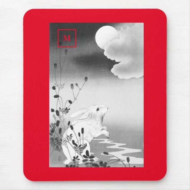 MOUSE PAD RABBIT AVSEENDE MÅNE JAPANESE MUSMATTA (Framsidan)