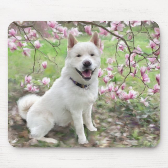 Mouse Pad - White Akita Musmatta (Framsidan)
