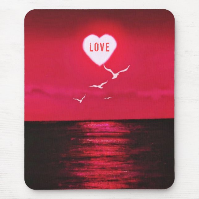 Mouse Pad with Sea Sunset Kärlek - Romantic Musmatta (Framsidan)
