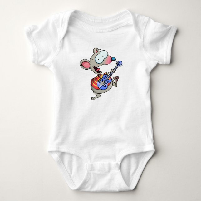 Mouse playing guitar with ease and joy t shirt (Framsida)