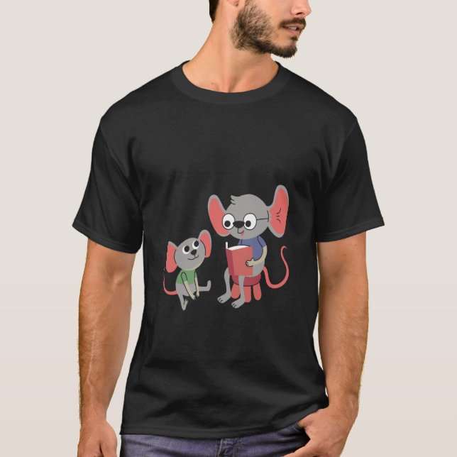 mouse rat reading learning t shirt (Framsida)
