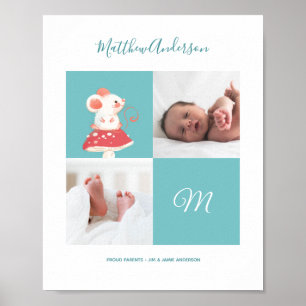 Mouse Råtta ・ Alphabet Monogram Cute Baby Shower Poster