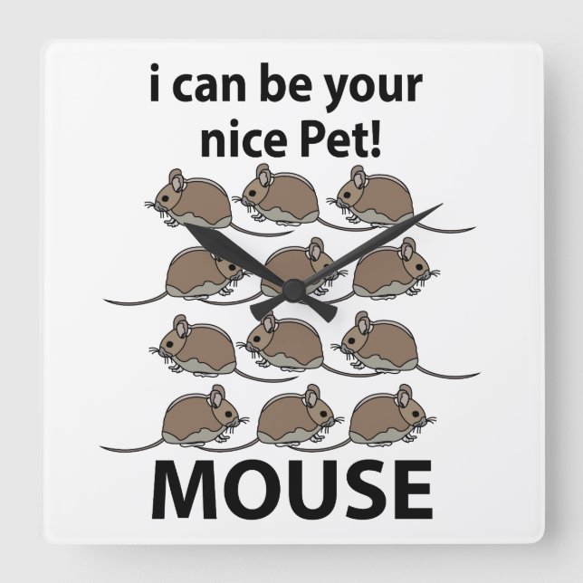 Mouse Råtta kan jag vara din trevliga sällskapsmus Fyrkantig Klocka (Framsida)