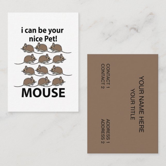 Mouse Råtta kan jag vara din trevliga sällskapsmus Visitkort (Fram/baksida)