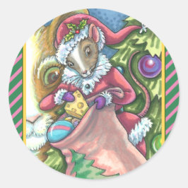 MOUSE SANTA BRINGS BRA CATS CHRISTMAS GIFTS, Cute Runt Klistermärke