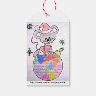 Mouse Santa Kids jul Gift Märkre Mouse Santa Mouse Presentetikett