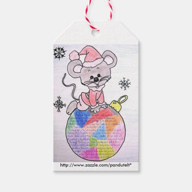 Mouse Santa Kids jul Gift Märkre Mouse Santa Mouse Presentetikett (Framsidan)