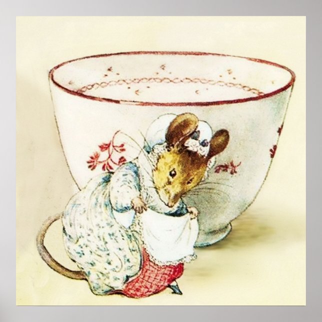 "Mouse Seamstress and Tekopp" av Beatrix Potter Poster (Framsidan)