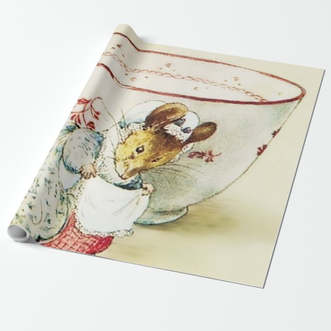 "Mouse Seamstress and Tekopp" av Beatrix Potter Presentpapper (Utrullad)