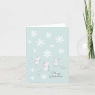 Mouse Snowflake Teal Blue God jul Cute Helgkort